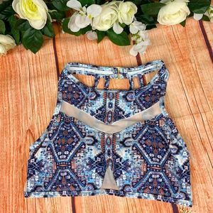 Bohemian Gypsy High-Neck Swimsuit Bikini Top Ac58